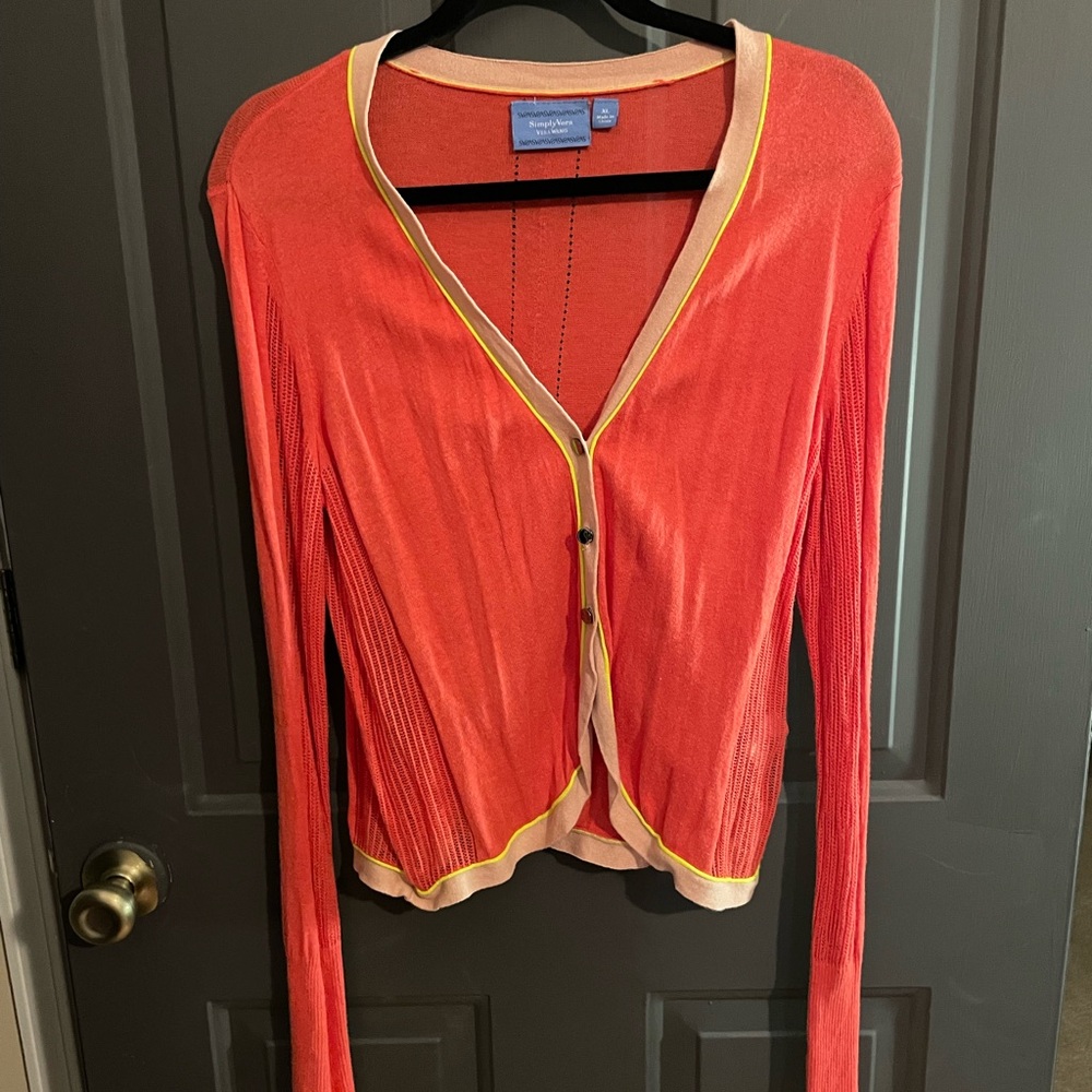 Simply Vera Vera Wang Red and Black Cardigan